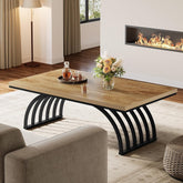 47-Inch Wood Coffee Table, Rustic Rectangular Center Table 3