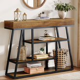 Industrial Rustic Console with 4-Tier Storage, 41.3" Narrow Sofa Table for Entryway & Living Room 3
