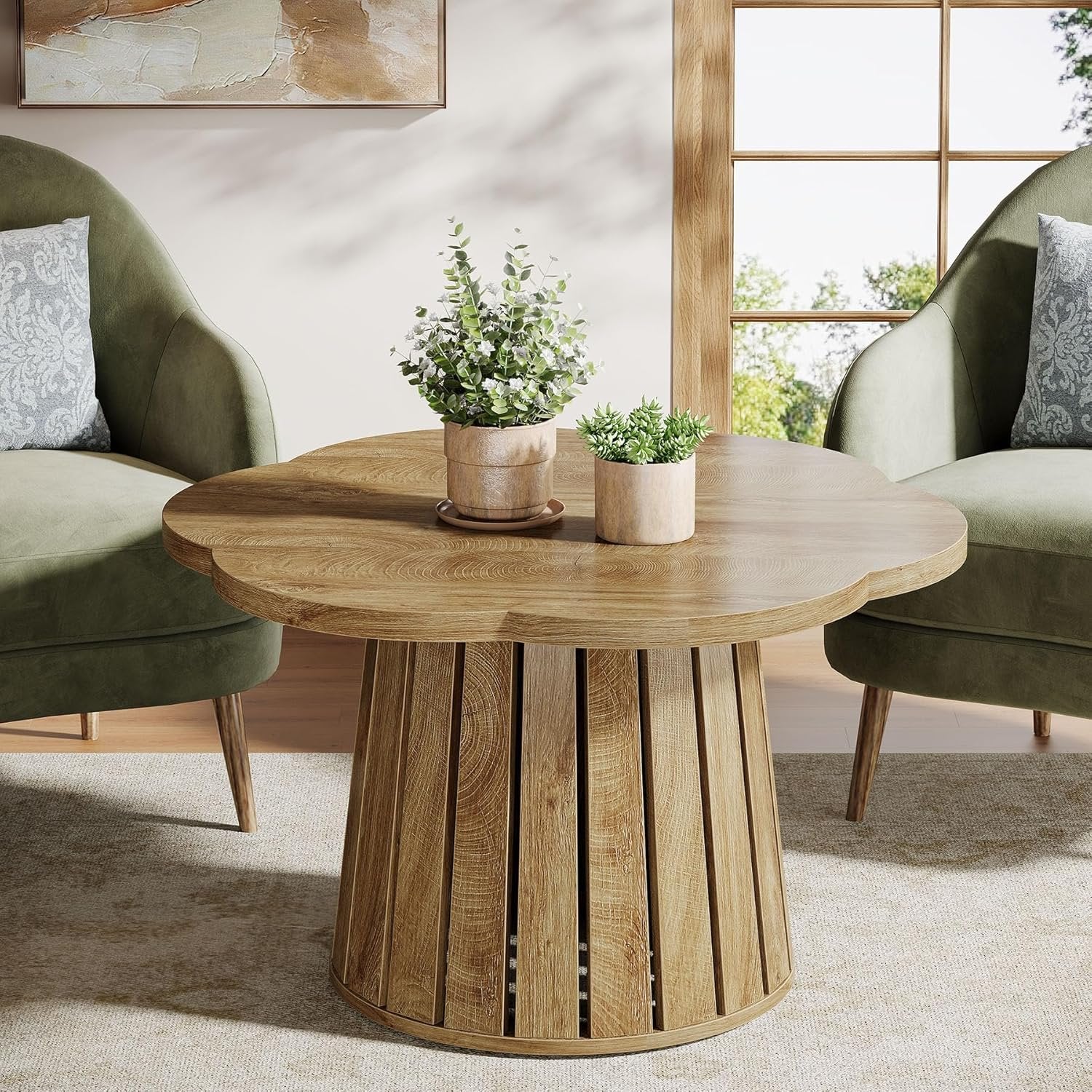 33.5 Inch Circle Center Table for Small Space Living Room and Apartment