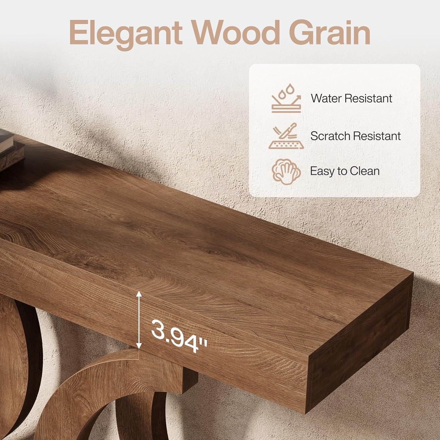 43.31-Inch Farmhouse Console Table, Narrow Sofa Table with Curved Legs for Living Room