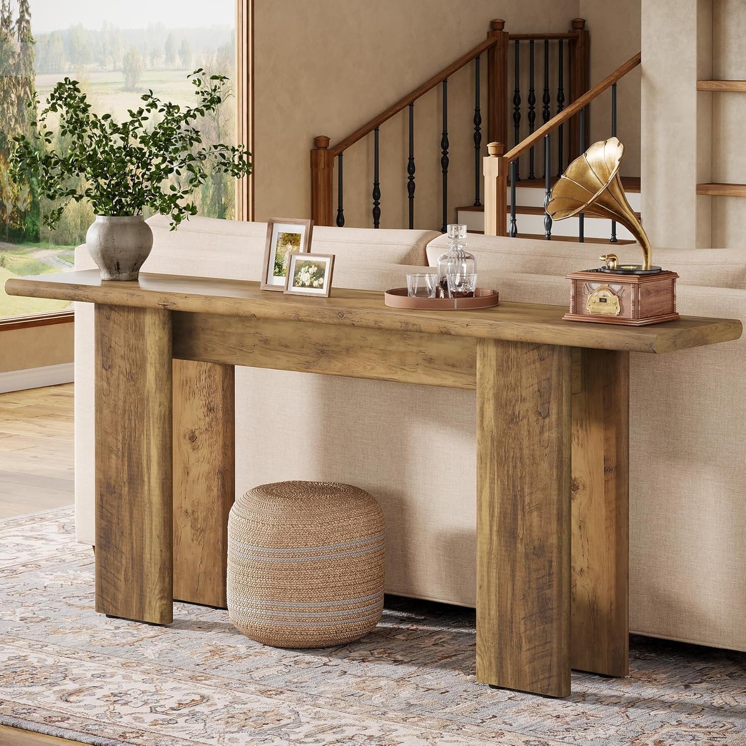 70.87 Inch Extra Long Console Table for Entryway, Mid Century Modern Narrow Sofa Table