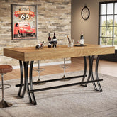 Tribesigns 63-Inch Counter Height Bar Table with Metal Footrest 3