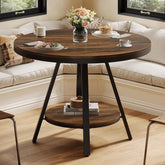 2-Tier Industrial Round Dining Table, Small 35-Inch Kitchen Table for 2-4 People 3