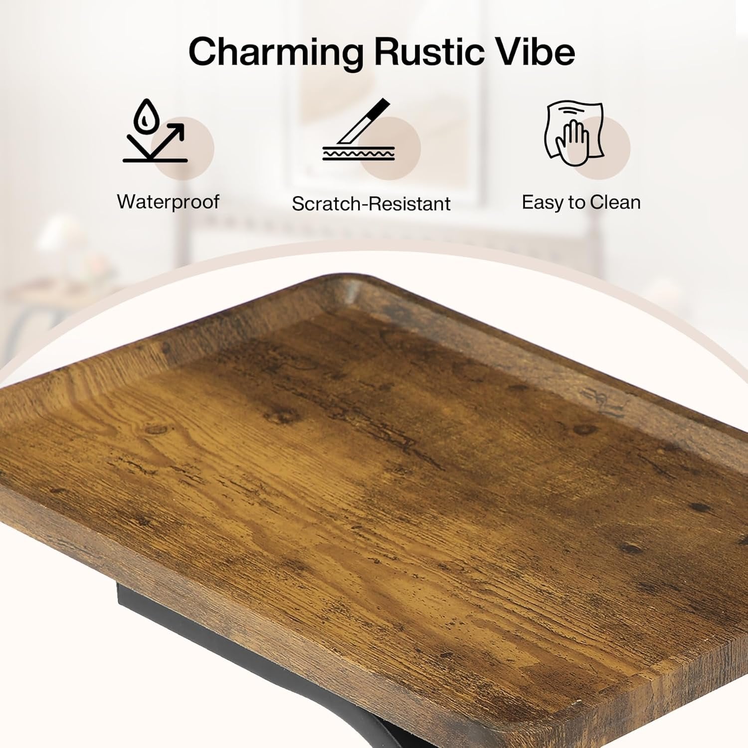 23.62-Inch Round Bar Table, High Top Cocktail Bistro Table with Metal Footrest for Small Spaces