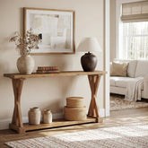 63-Inch Narrow Console Table with Storage, Farmhouse Solid Wood Entryway Table 3