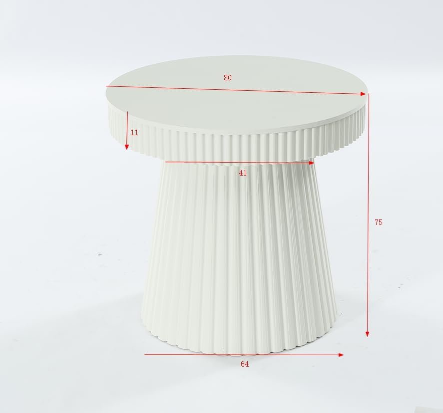 31.5 Inch Round End Table with Fluted Pedestal, Modern Side Table