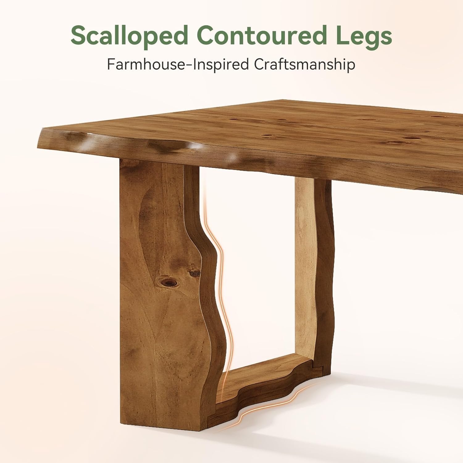 Tribesigns 63-Inch Solid Wood Live Edge Executive Desk with Sculptural Legs