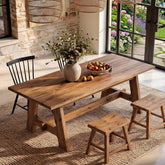 63-Inch Farmhouse Dining Table with Solid Wood and Trestle Base 3