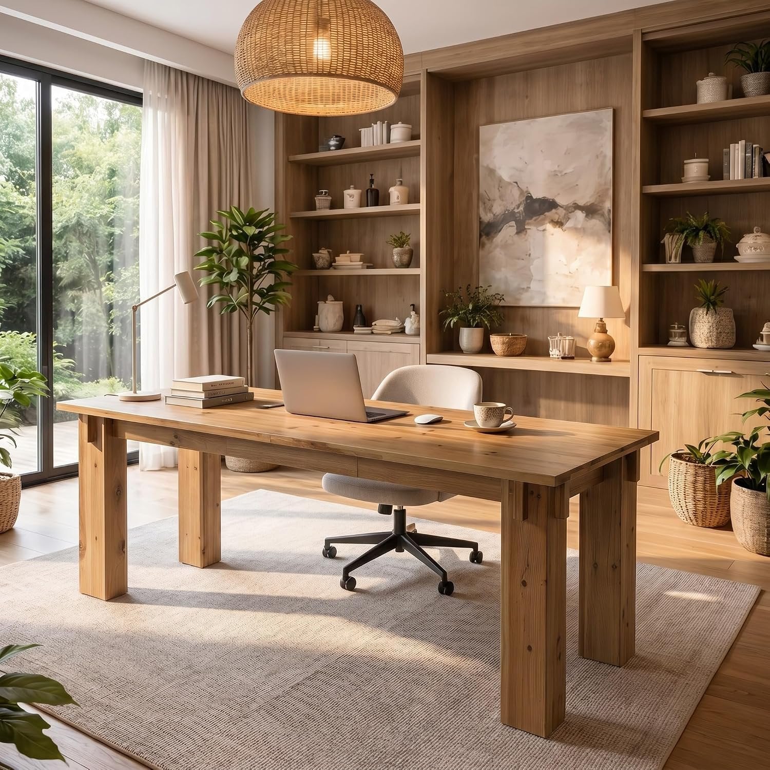 Tribesigns 78.7-Inch Solid Wood Computer Desk, 2 Person Executive Table for Home Office