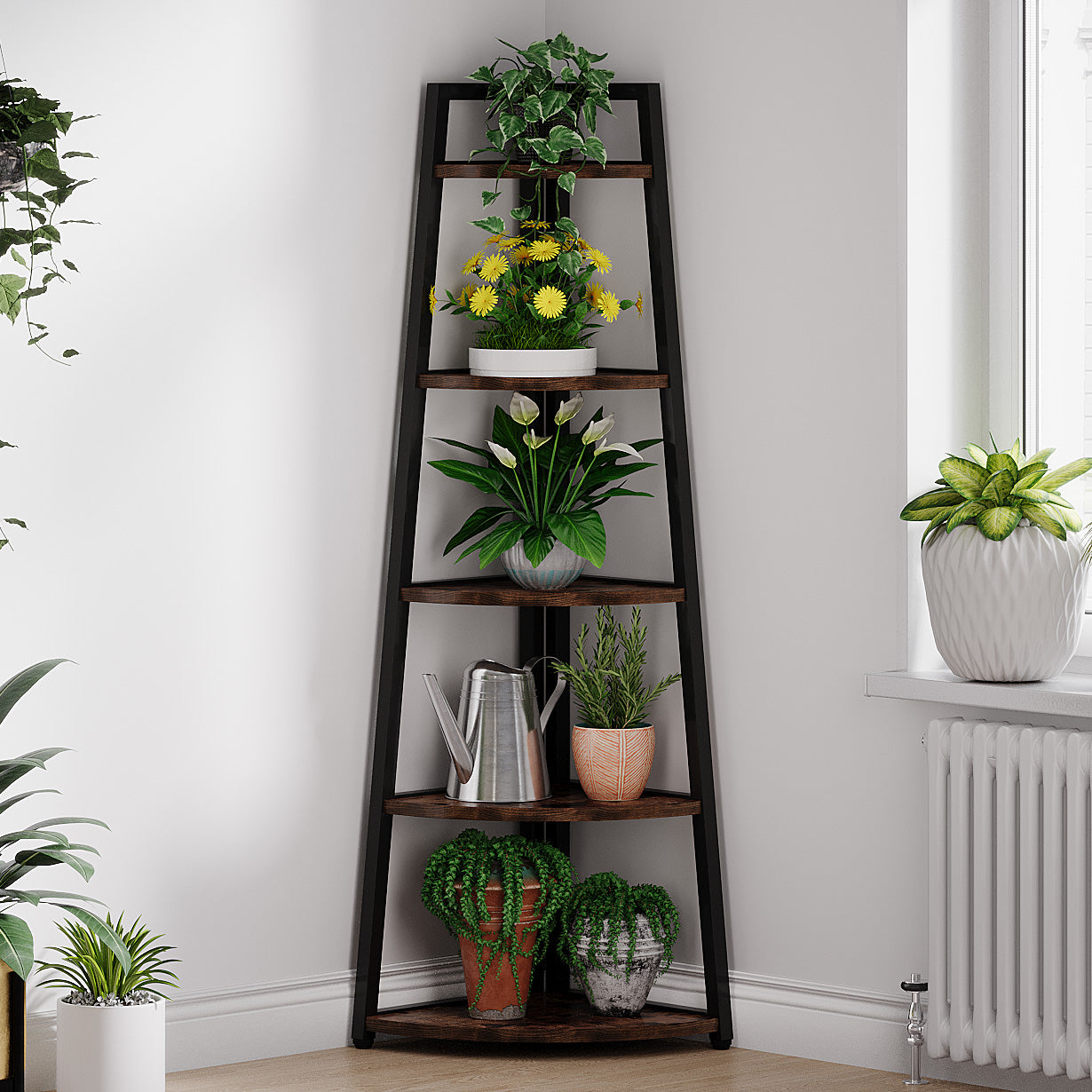 5-Tier 70 Inch Tall Corner Ladder Shelf Small Bookcase