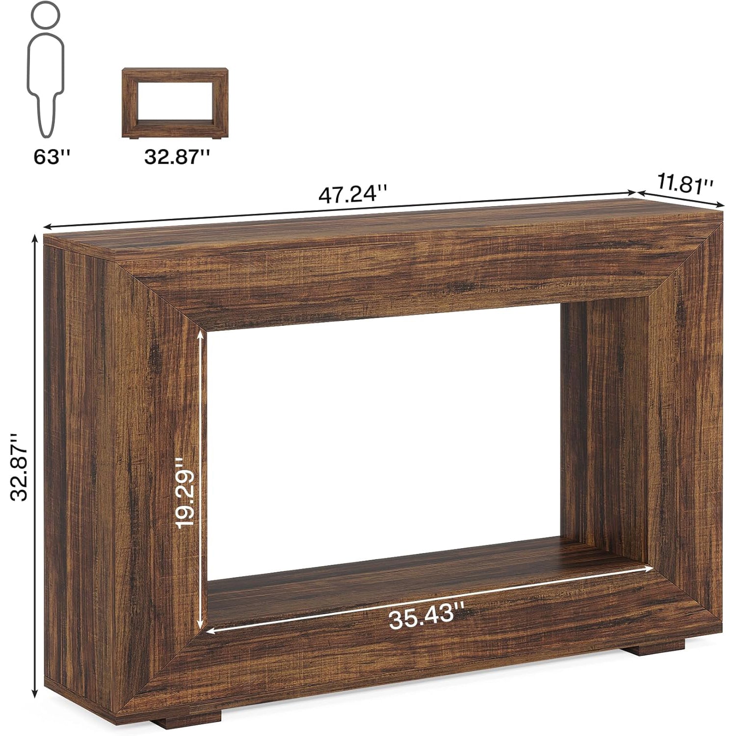 Farmhouse Console Table, 47" Wood Entryway Sofa Table with Storage