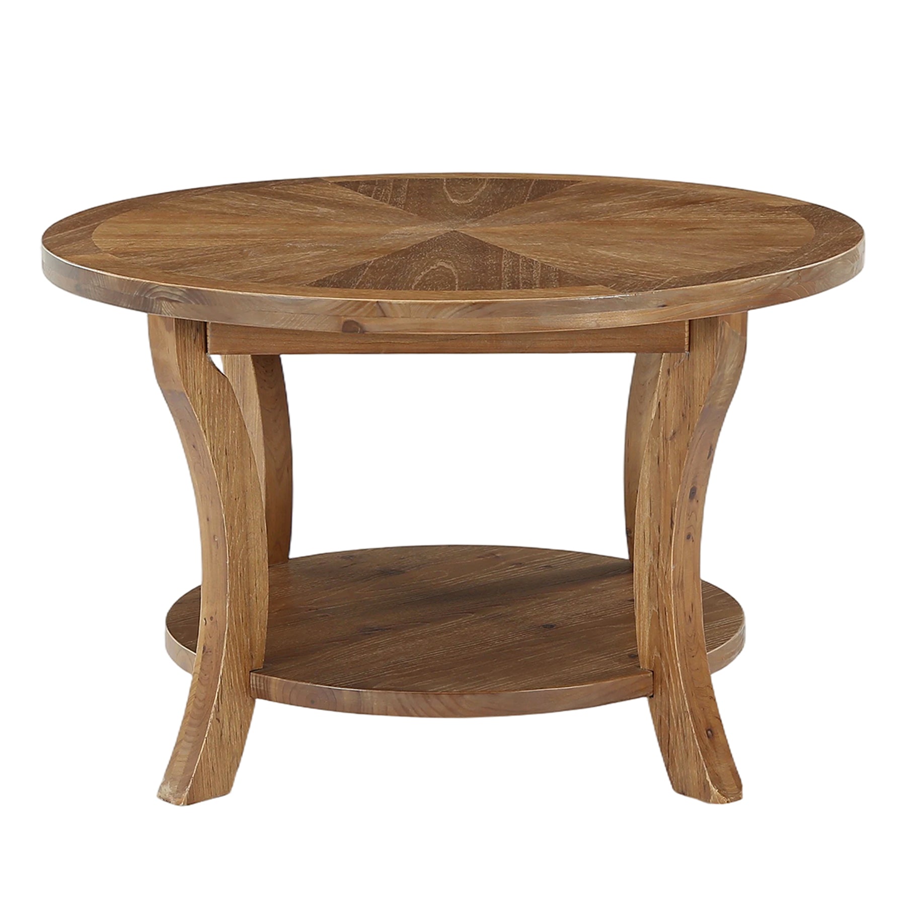 Tribesigns 31.5-Inch Round Coffee Table, Solid Wood Table with Shelf