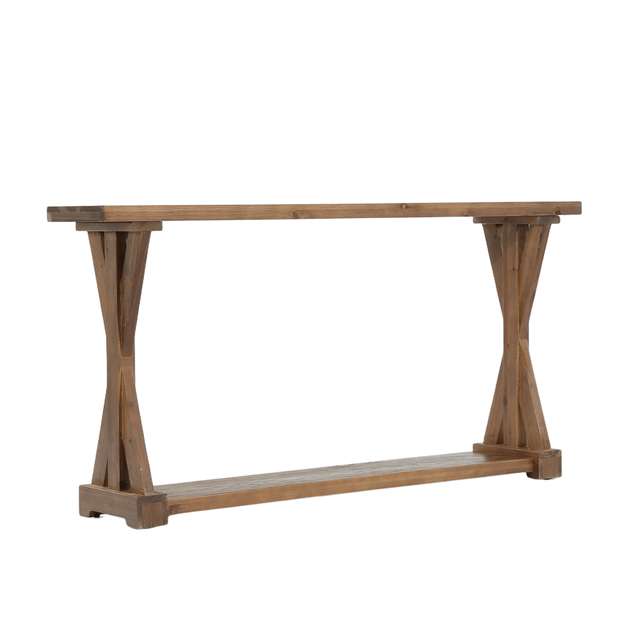 63-Inch Narrow Console Table with Storage, Farmhouse Solid Wood Entryway Table