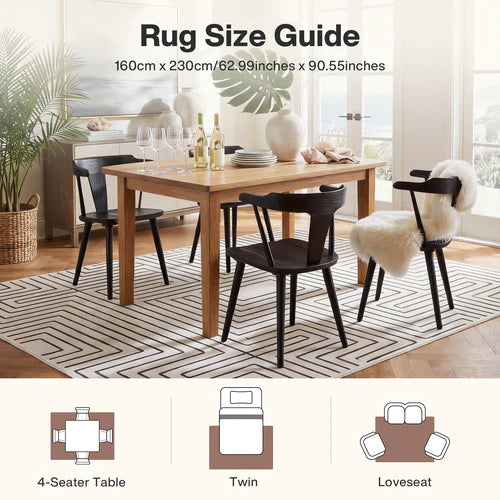 Tribesigns Geometric Low-Pile Rug, Non-Slip Backing, Machine Washable Up to 30°C, OEKO-TEX Certified