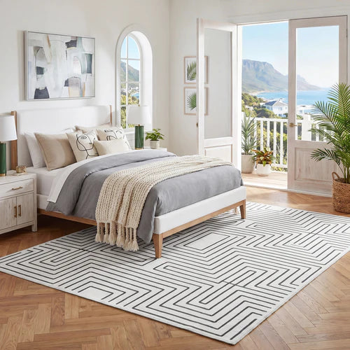 Tribesigns Geometric Low-Pile Rug, Non-Slip Backing, Machine Washable Up to 30°C, OEKO-TEX Certified