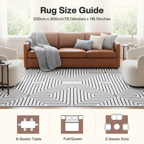 Tribesigns Geometric Low-Pile Rug, Non-Slip Backing, Machine Washable Up to 30°C, OEKO-TEX Certified