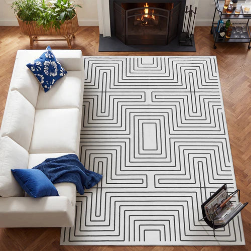 Tribesigns Geometric Low-Pile Rug, Non-Slip Backing, Machine Washable Up to 30°C, OEKO-TEX Certified