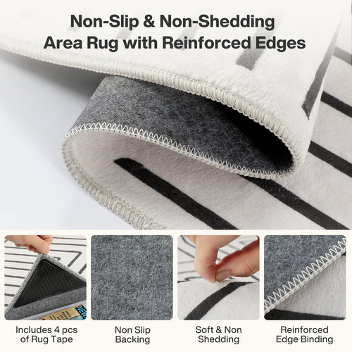 Tribesigns Geometric Low-Pile Rug, Non-Slip Backing, Machine Washable Up to 30°C, OEKO-TEX Certified