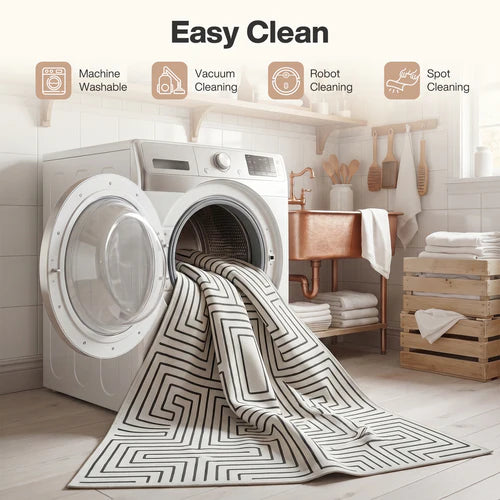 Tribesigns Geometric Low-Pile Rug, Non-Slip Backing, Machine Washable Up to 30°C, OEKO-TEX Certified