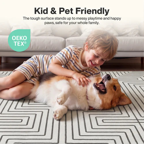 Tribesigns Geometric Low-Pile Rug, Non-Slip Backing, Machine Washable Up to 30°C, OEKO-TEX Certified