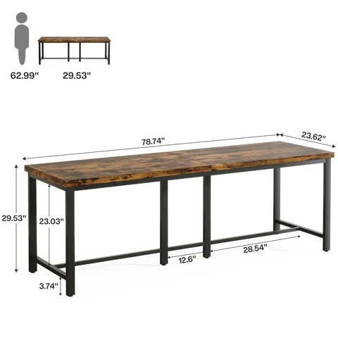 Double Computer Desk, 78.7 Inch Two-Person Study Table