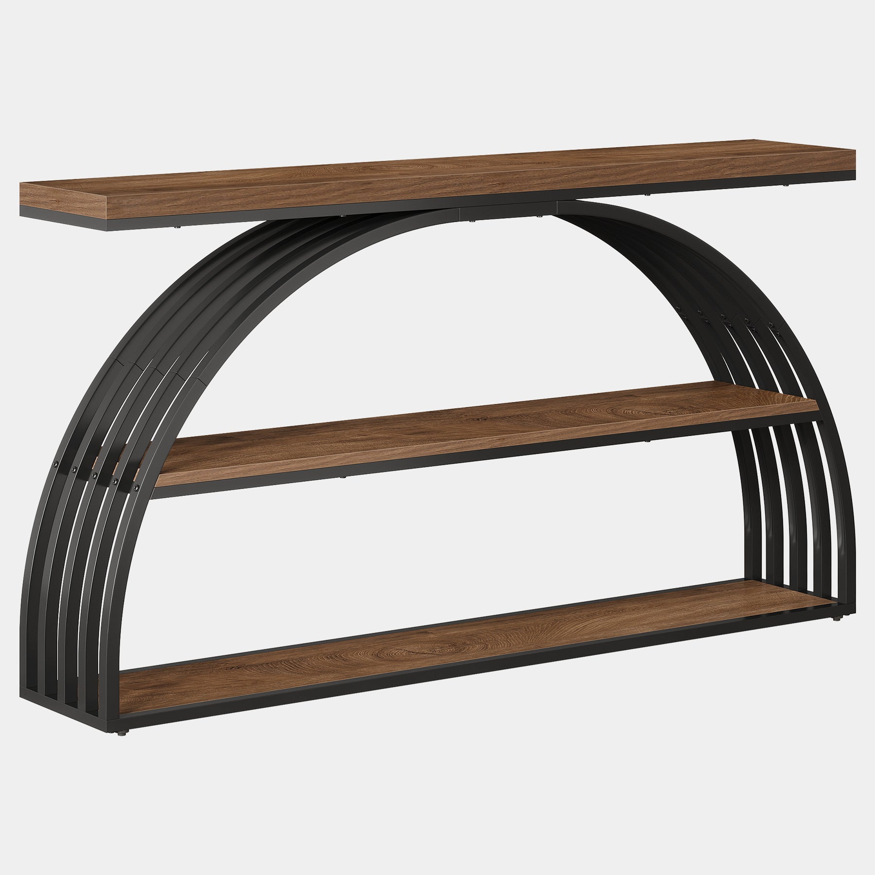 Tribesigns 63-Inch Console Table with 3-Tier Storage Shelves, Arched Frame Sofa Table for Living Room