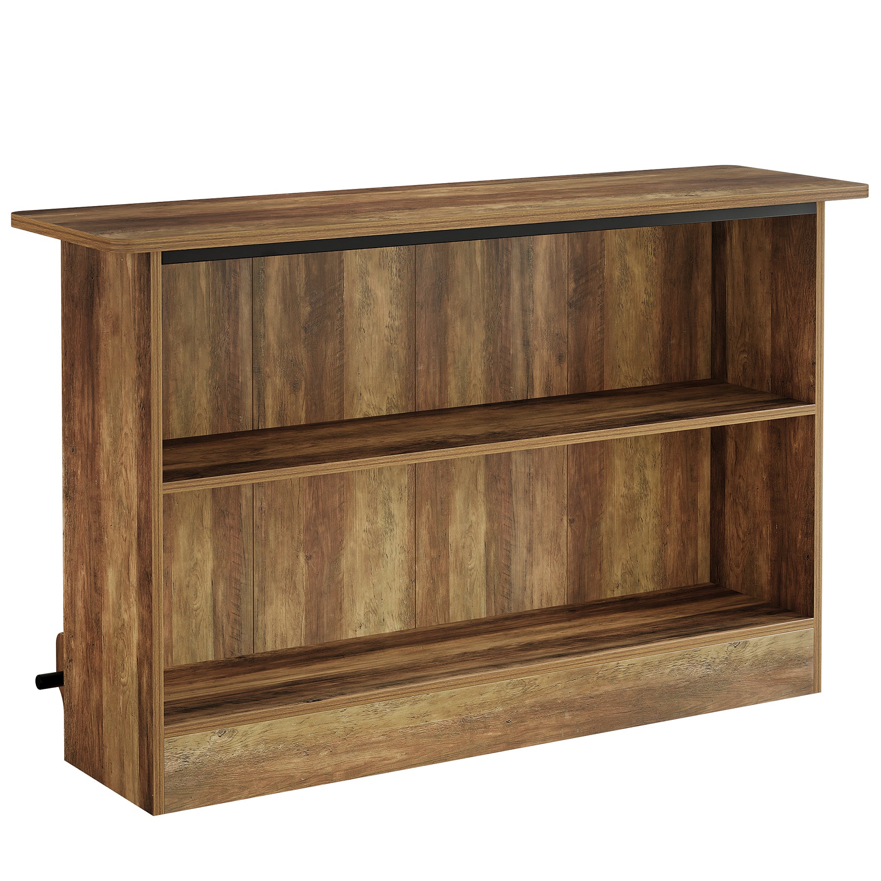 63-Inch Bar Table with 2-Tier Storage Shelves and Metal Footrest for Bistro and Basement Bar