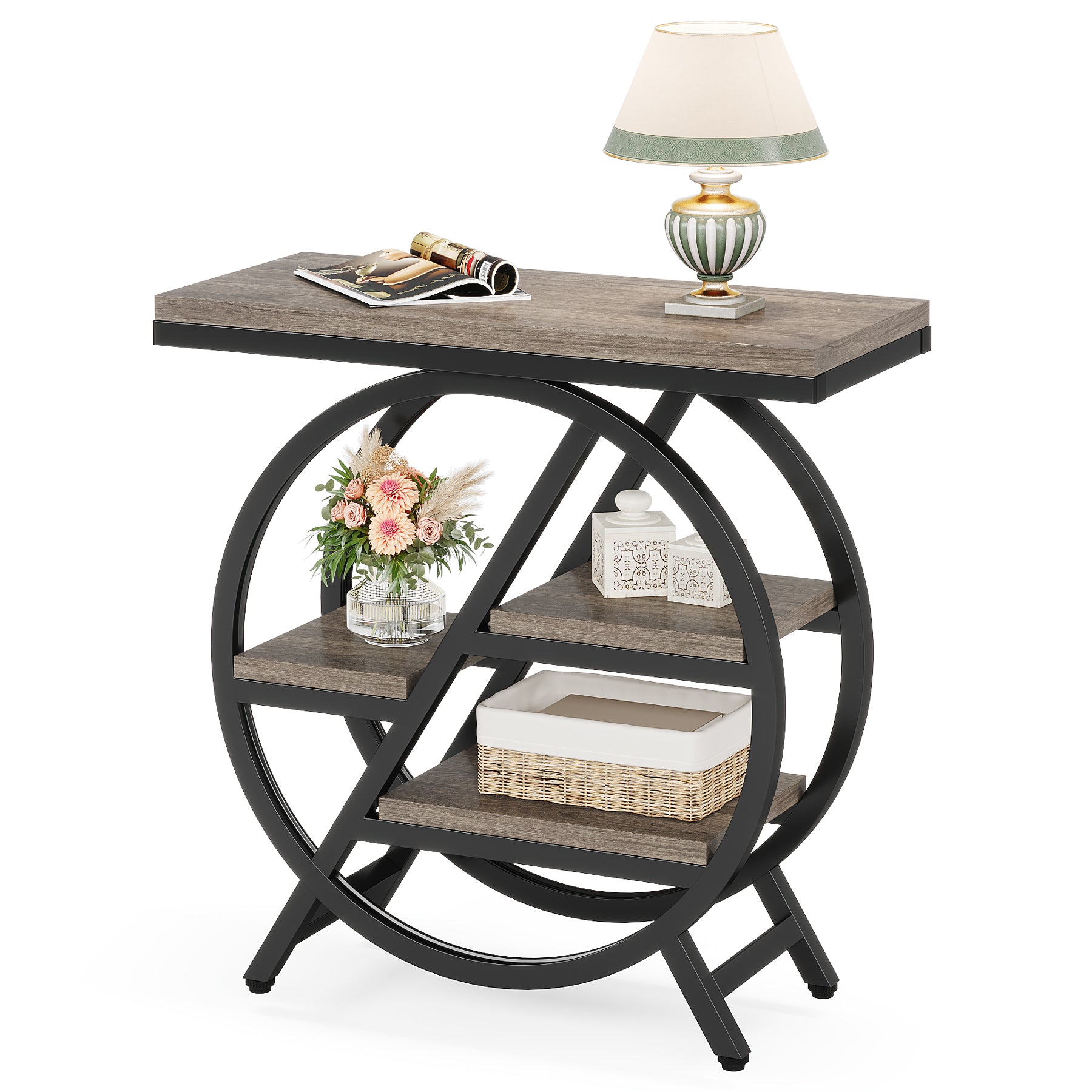 4-Tier End Table, Small Side Table Snack Table with Storage Shelves