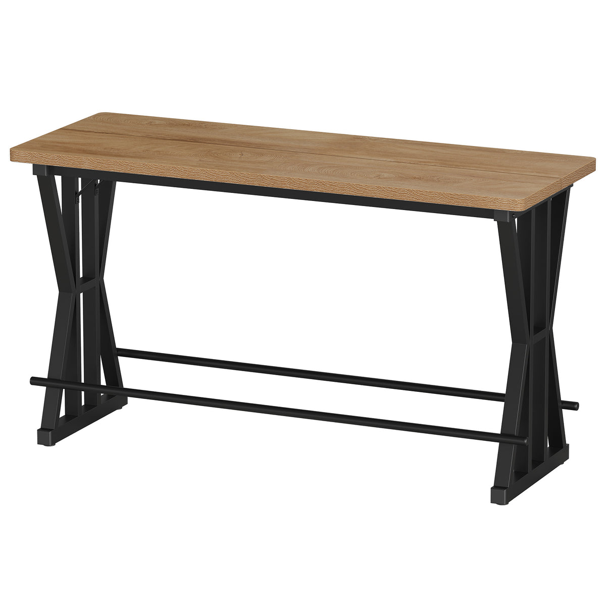 Tribesigns 63-Inch Industrial Bar Table with X-Frame Legs, Long Pub Table with Dual Footrests