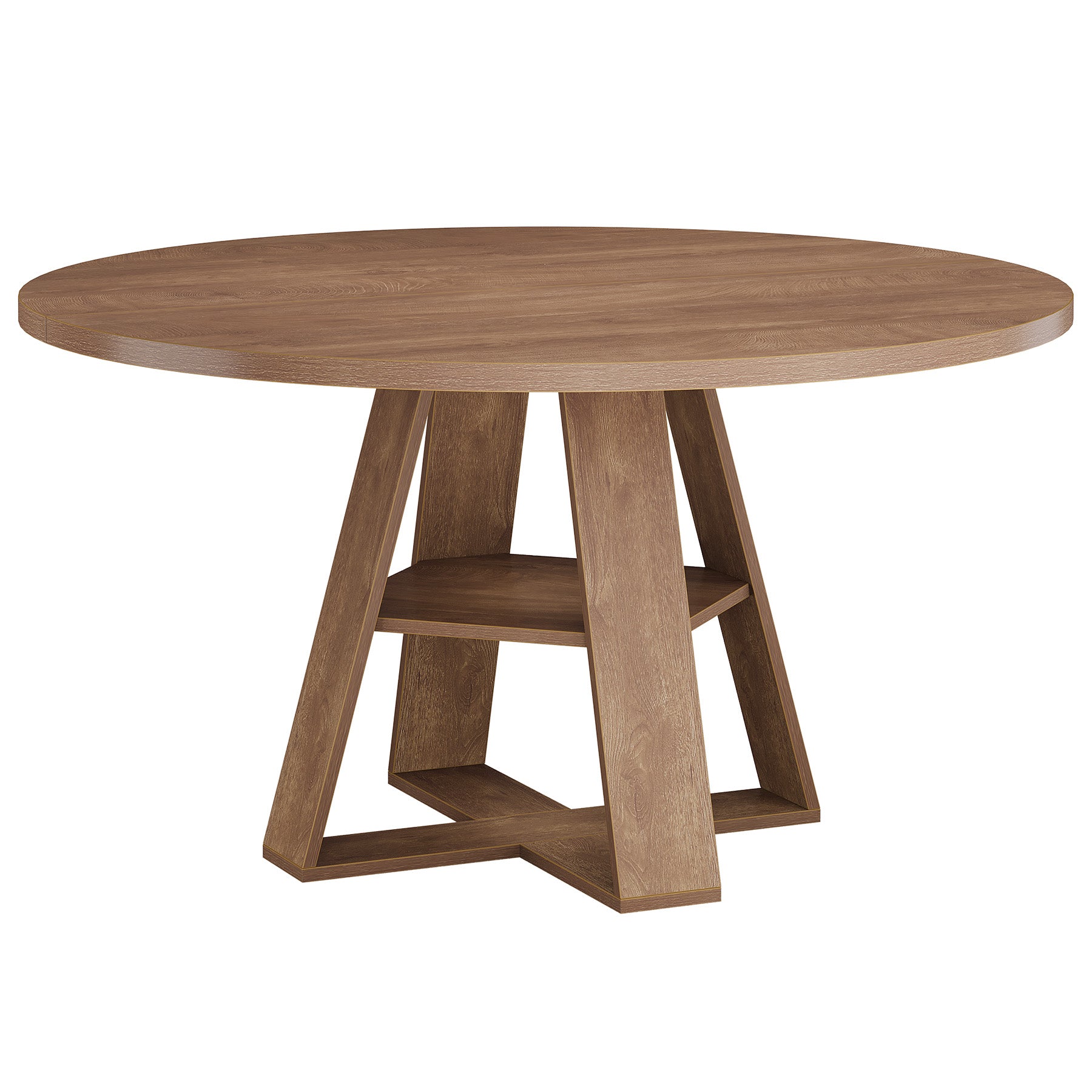 Tribesigns 47.24-Inch Round Conference Table for 4, Office Meeting Table with Lower Storage Shelf and X-Cross Base for Conference Room