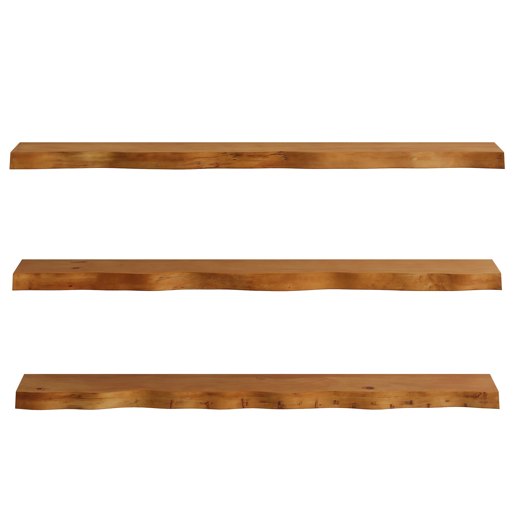 Tribesigns 47.24" Solid Wood Floating Shelves Set of 3 with Live Edge Design, Wall Decor Storage