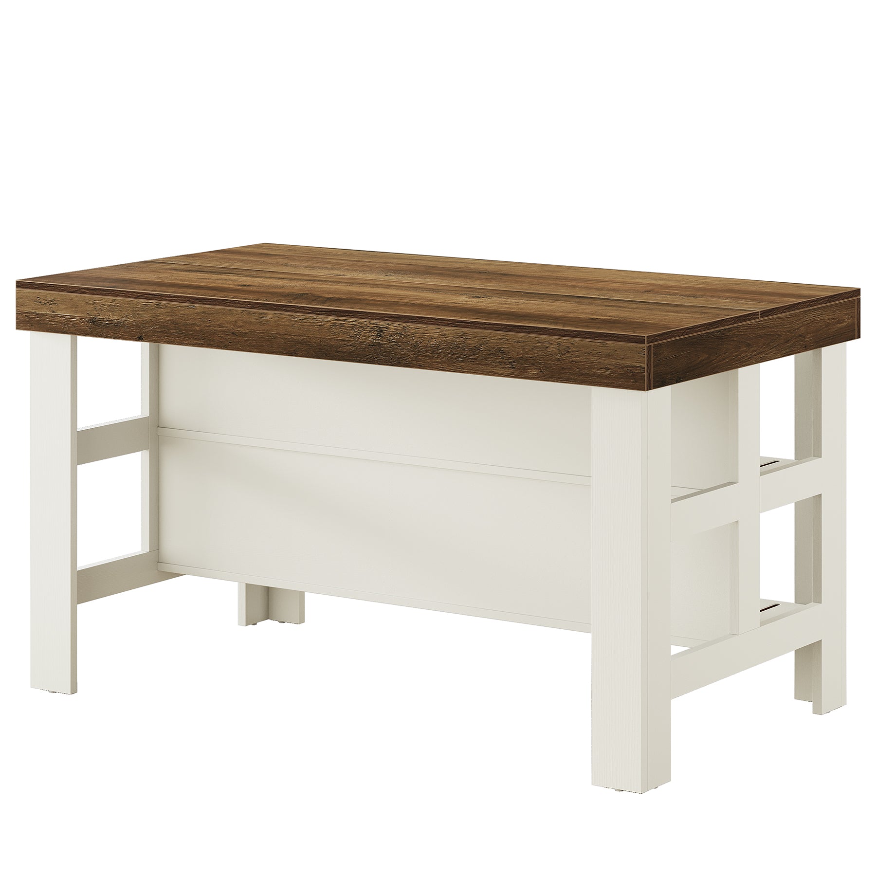 Tribesigns 55.1-Inch Kitchen Island with Seating and Storage Shelves, Farmhouse Breakfast Counter Table for Kitchen and Dining Room