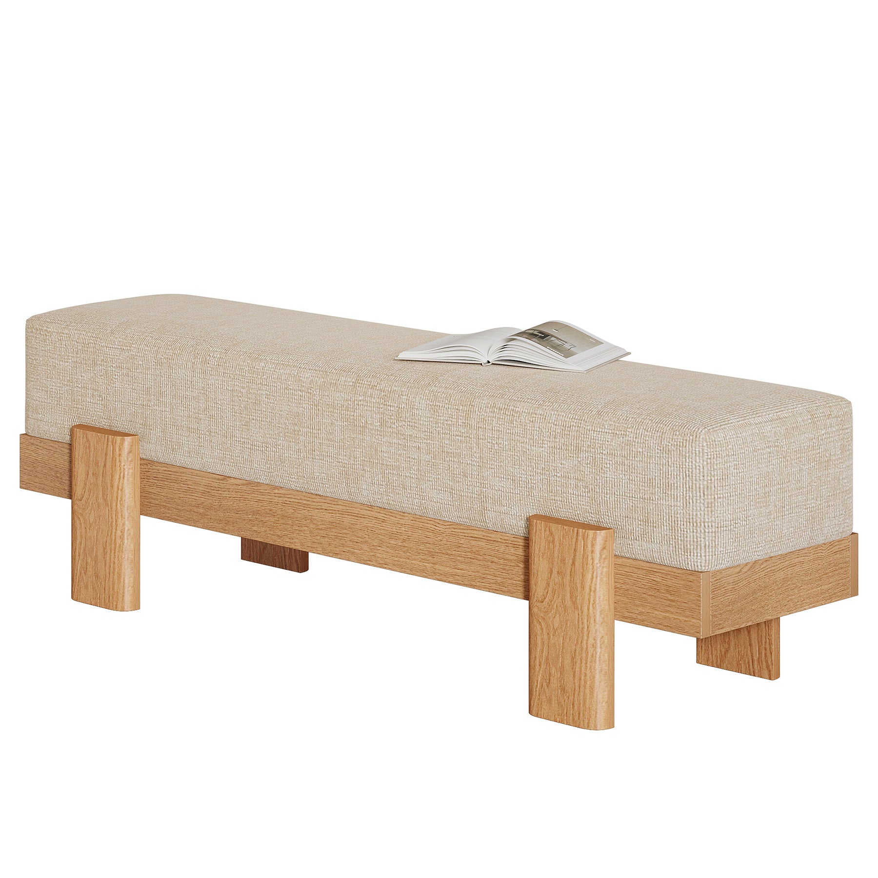 55-Inch Upholstered Dining Bench, Modern Fabric Seat Bench with MDF Frame for Kitchen Dining Room