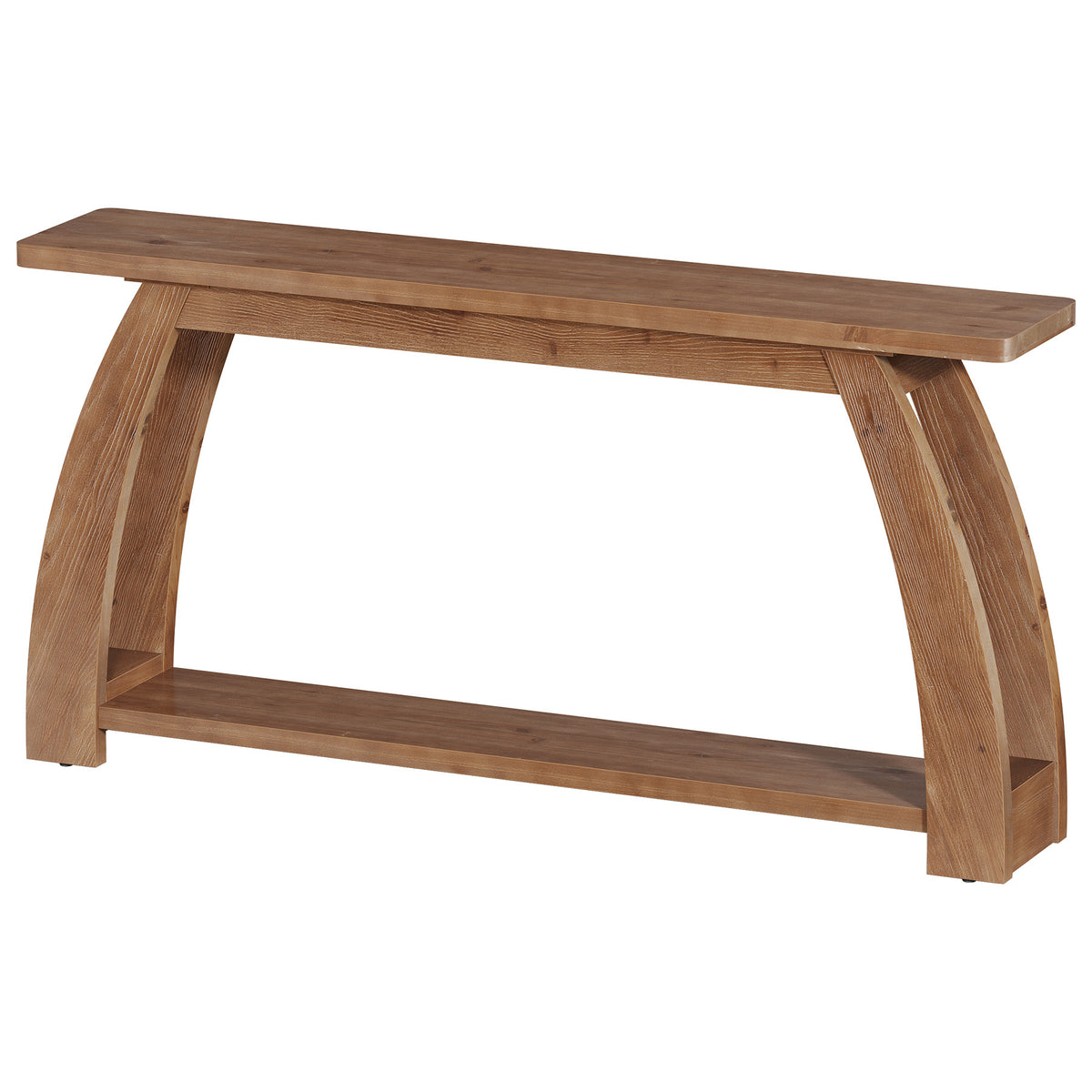 Tribesigns 63 Inch Solid Wood Console Table with Arched Legs, 2-Tier Entryway Table for Hallway