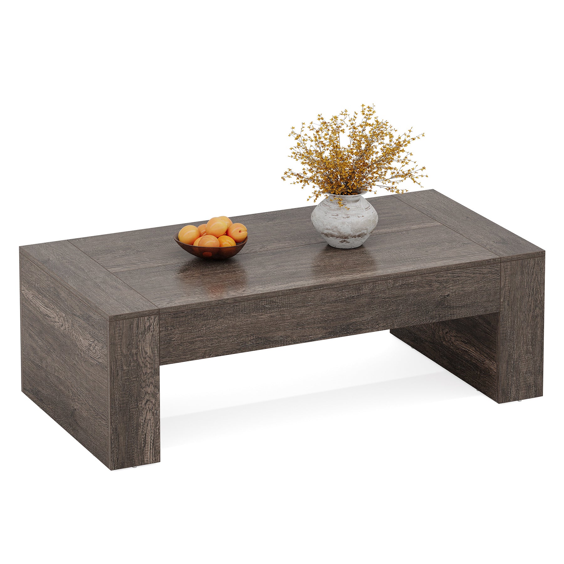 51" Farmhouse Rectangular Coffee Table - Rustic Taupe Cocktail Table with Sturdy Base