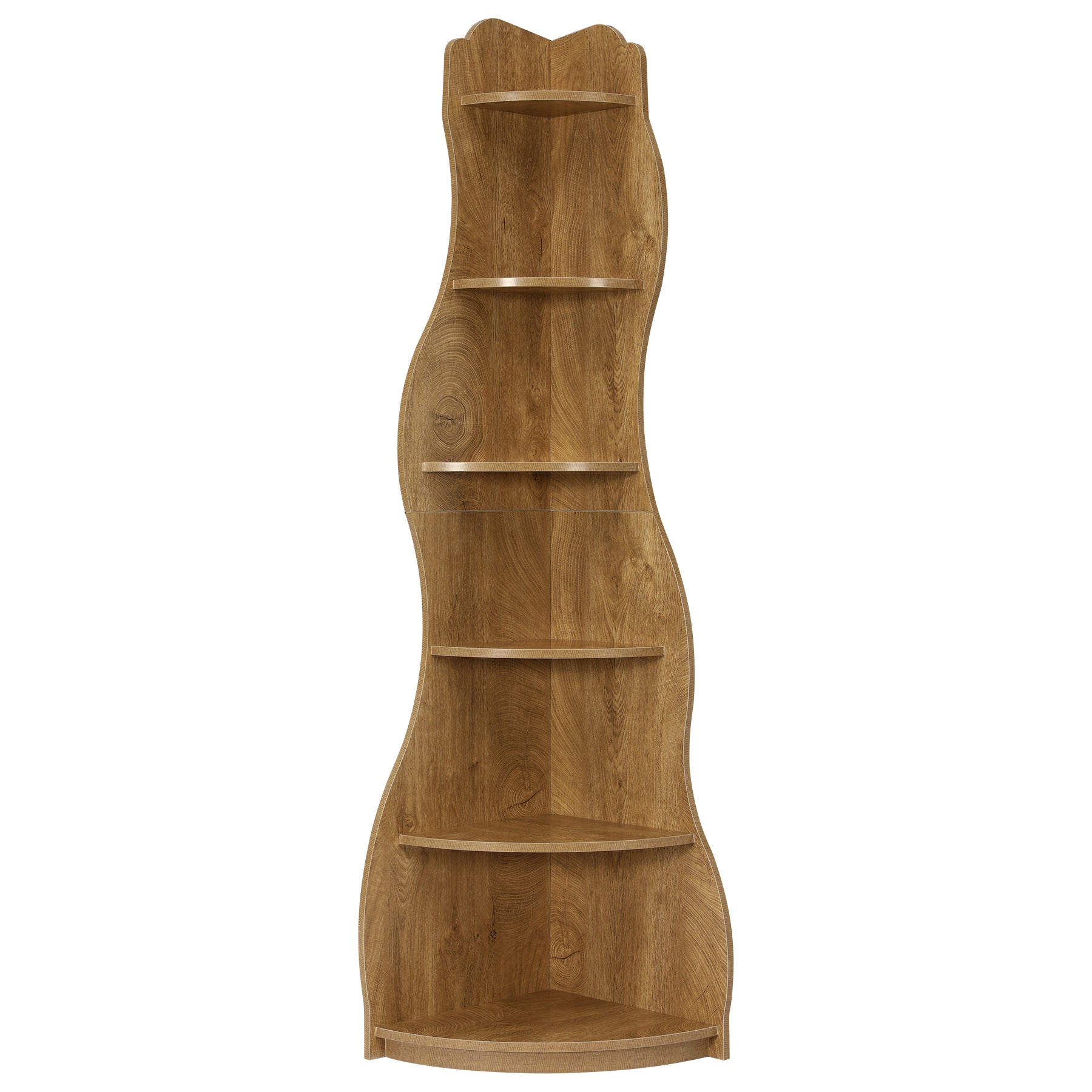 Tribesigns 68.9-Inch Wavy Corner Shelf, 6-Tier Bookcase for Small Spaces