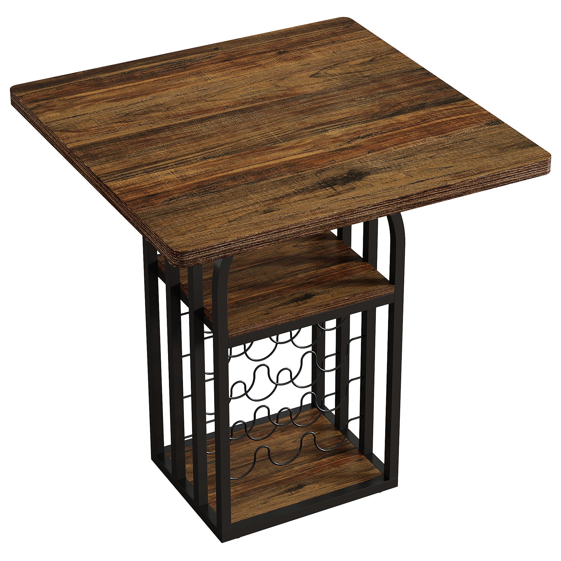 Tribesigns 35.43-Inch Square Bistro Pub Table with Wine Rack, Home Bar Table for Kitchen and Living Room