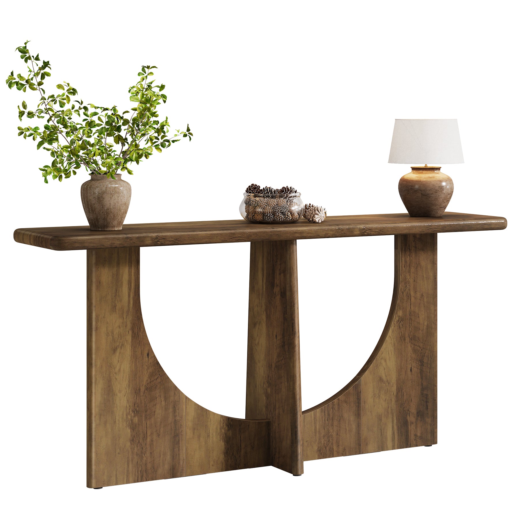 71-Inch Console Table for Entryway, Farmhouse Sofa Table with Geometric Frame
