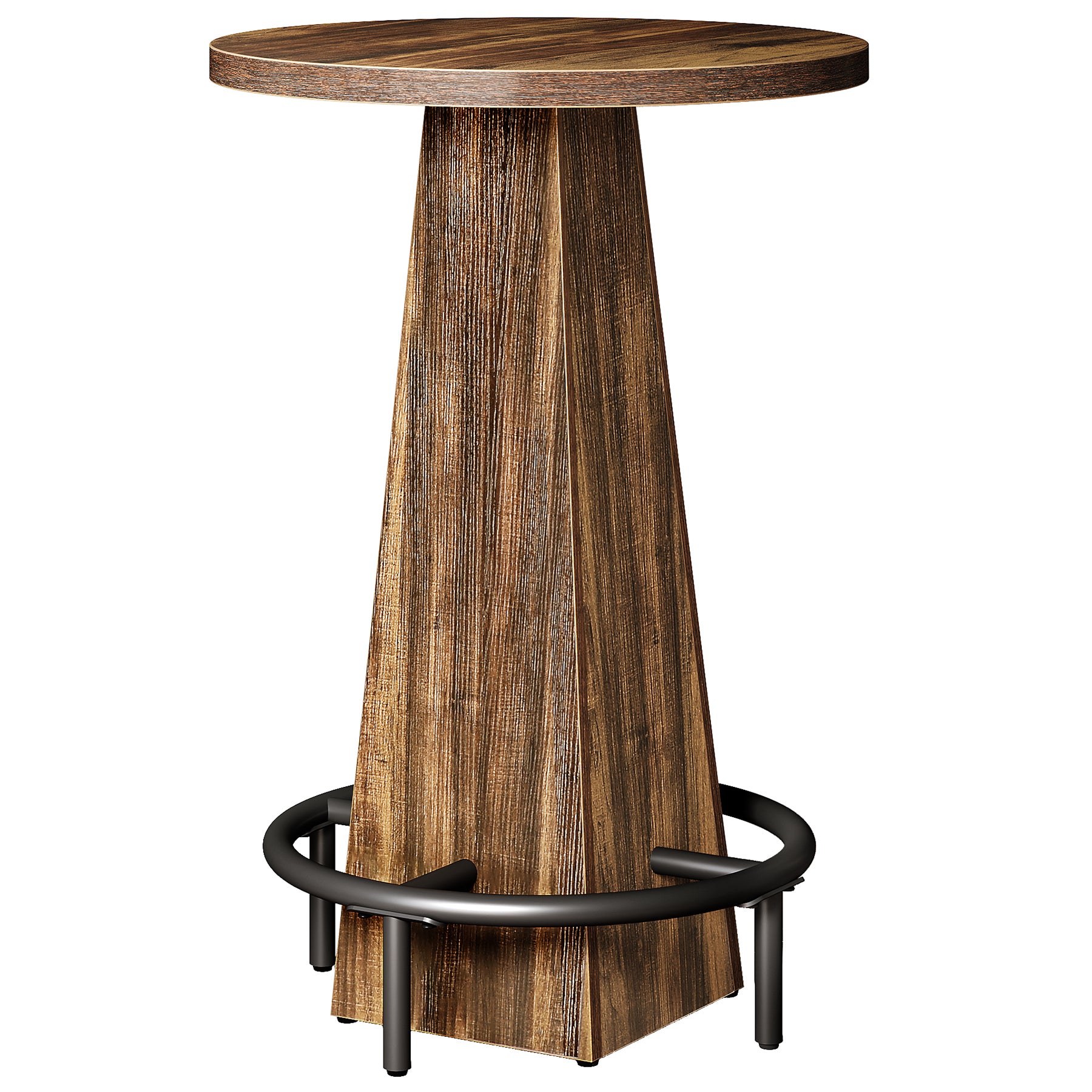 Tribesigns 37.4-Inch High Round Dining Table with Metal Footrest, Counter Height Kitchen Table for Small Dining Spaces