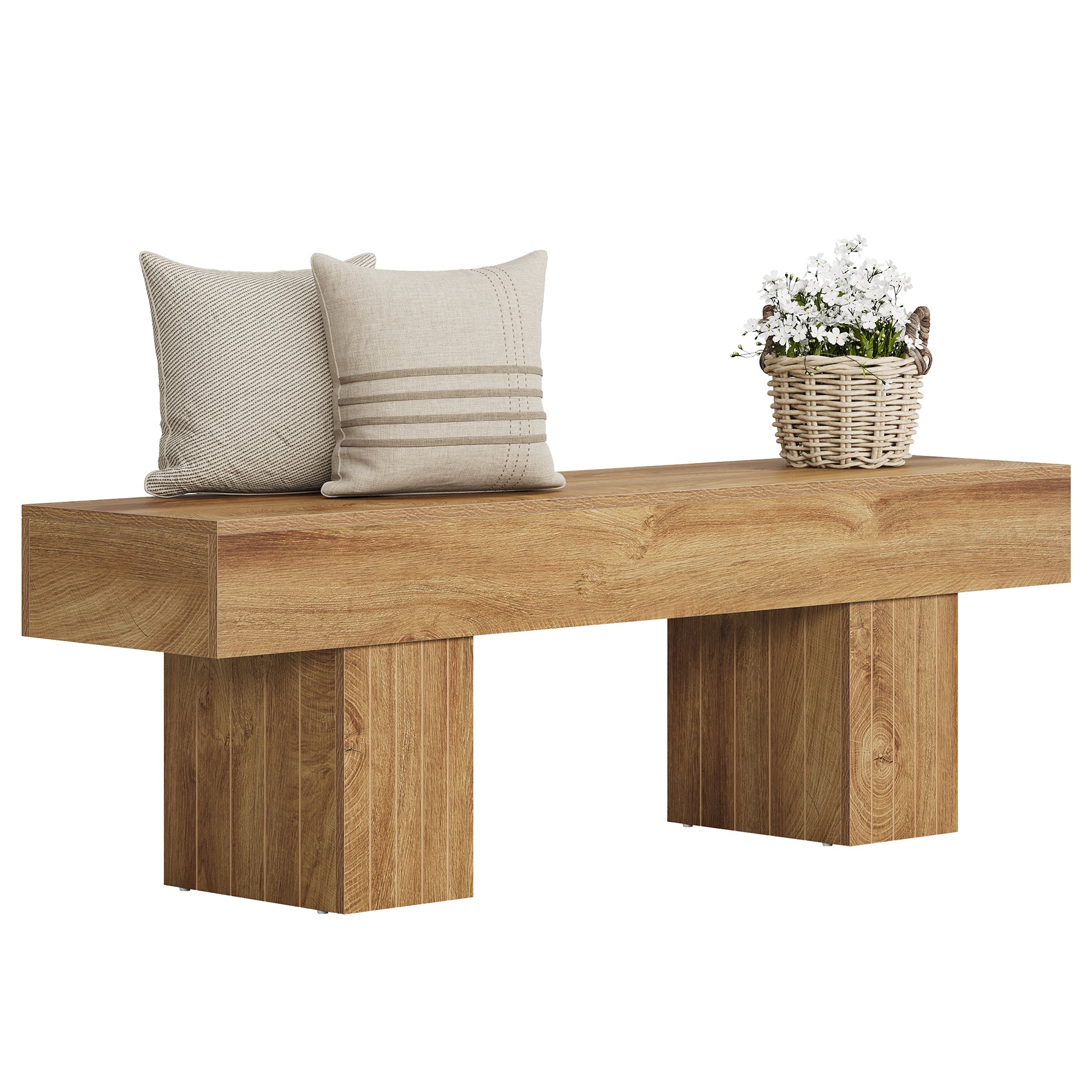 Tribesigns 55-Inch Wooden Entryway Bench with Broad Legs, Farmhouse Indoor Bench with 330 lb Capacity