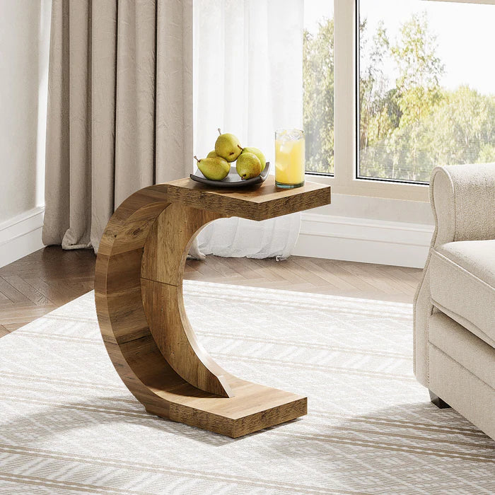 Modern C-Shape Side Table, Space-Saving End Table