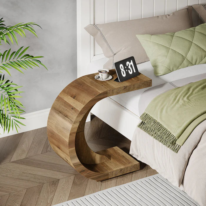 Modern C-Shape Side Table, Space-Saving End Table