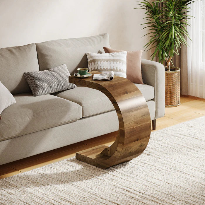 Modern C-Shape Side Table, Space-Saving End Table