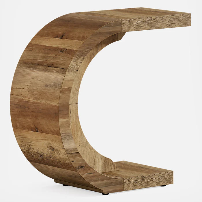 Modern C-Shape Side Table, Space-Saving End Table