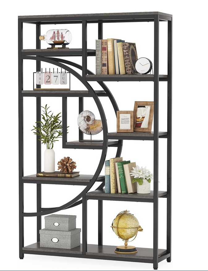 37.4 Inch 5-Tier Industrial Bookshelf for Living Room, Bedroom, Home Office