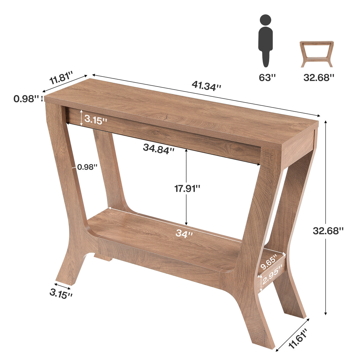 Tribesigns 41 Inch Console Table with 2-Tier Storage, Farmhouse Entryway Table for Sofa and Hallway Spaces