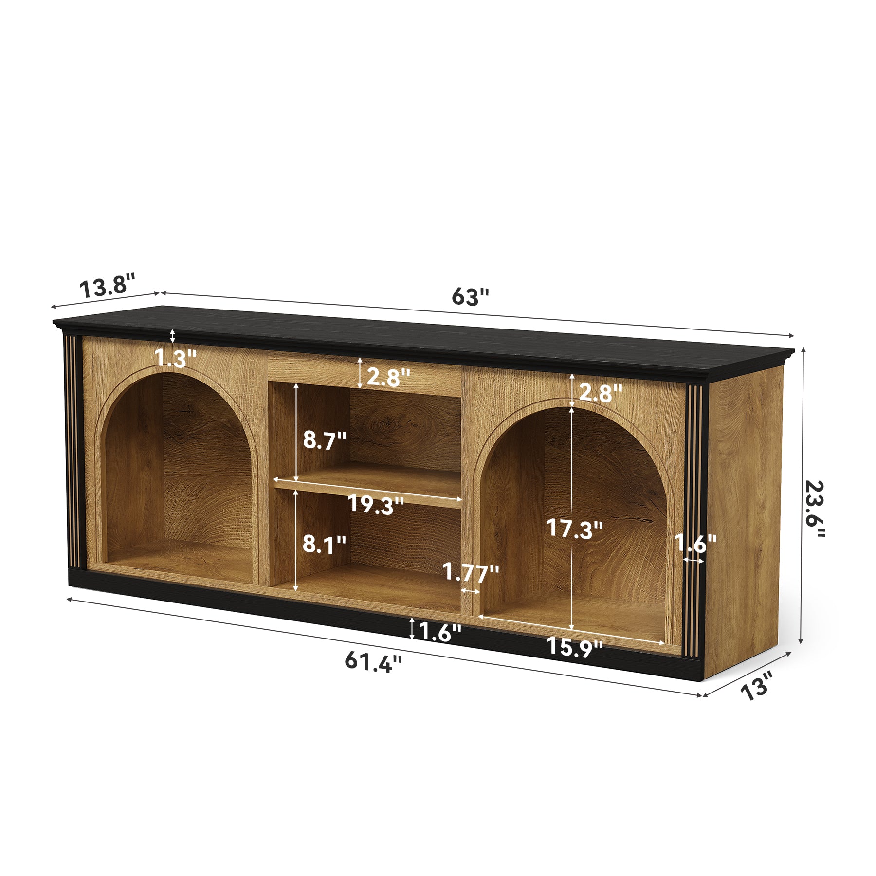 Tribesigns Modern TV Stand with Arched Shelves, Media Console for TVs up to 65 Inches in Living Room