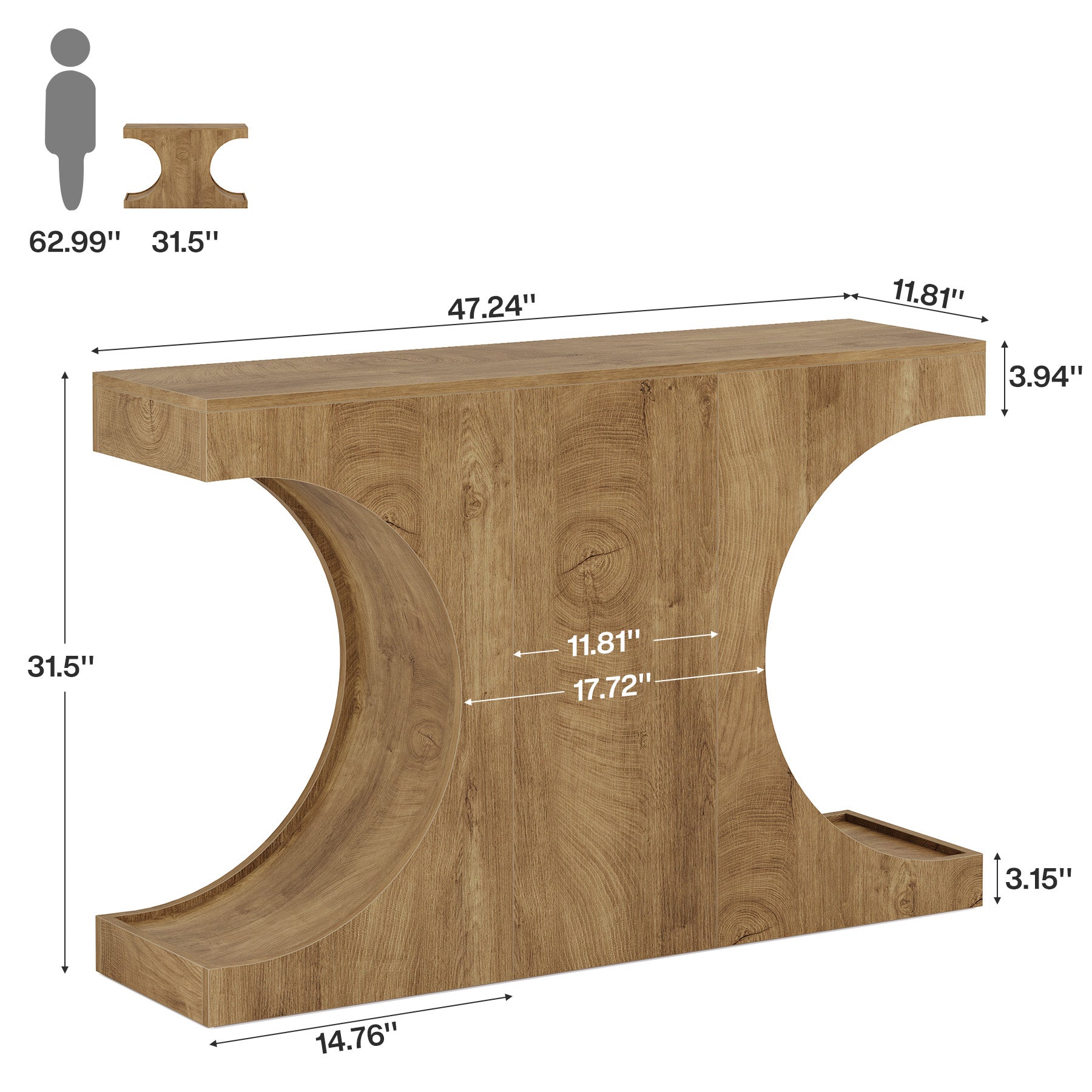 Tribesigns 47.24-Inch Farmhouse Console Table, with C-Shaped Legs for Hallway or Living Room