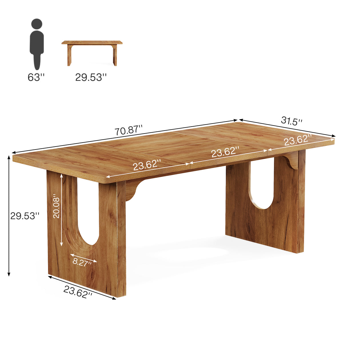 Tribesigns 70.9 Inch Executive Desk with Dual Base and Spacious Worktop, Modern Office Desk for Home Workspace