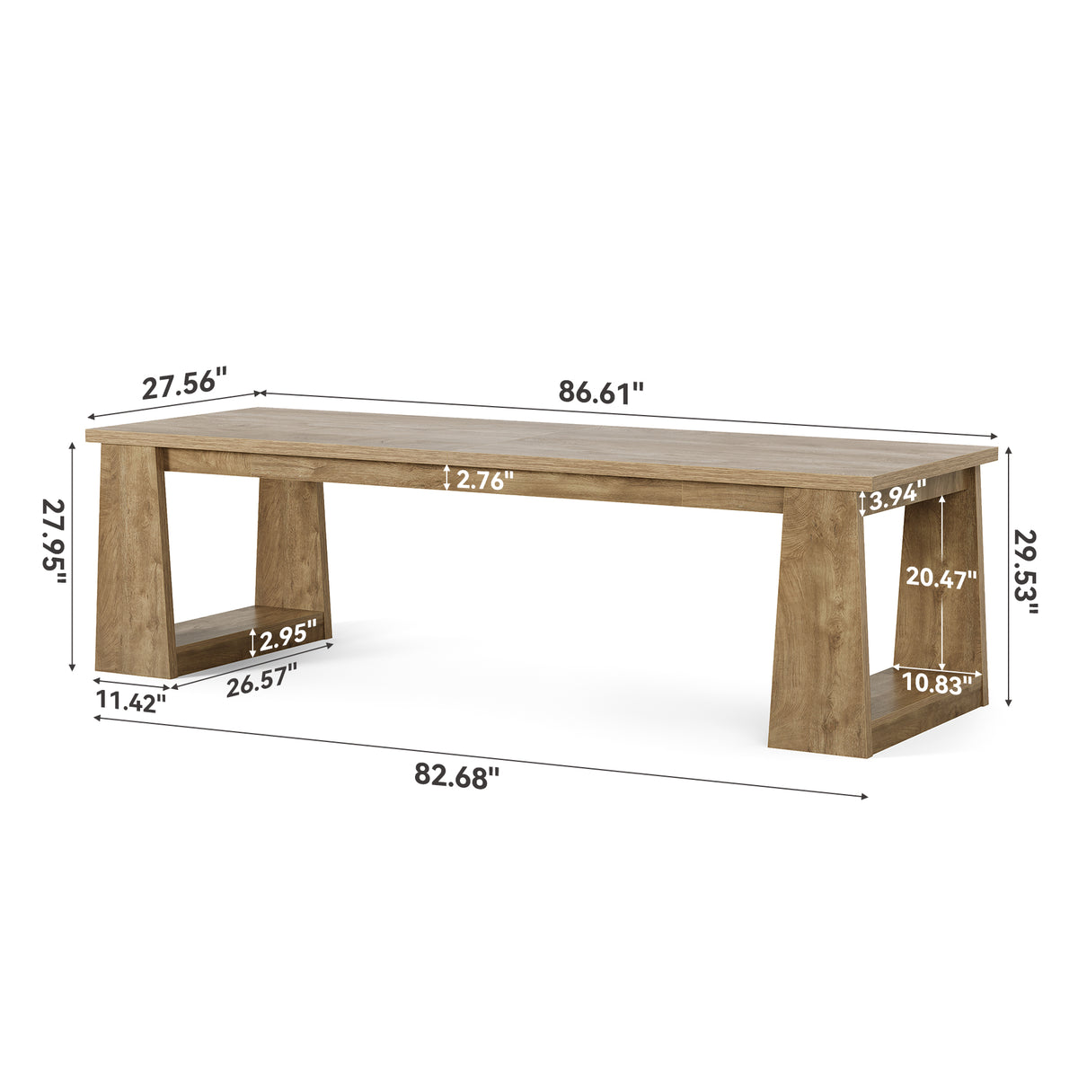 Tribesigns 86.6-Inch Two Person Desk for Home Office, Extra Long Farmhouse Computer Workstation